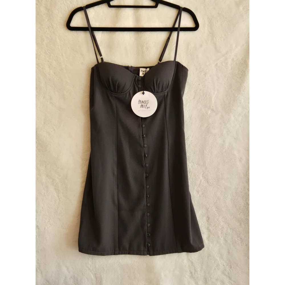 Princess Polly Archette Corset Mini‎ Dress Slate Grey US 6 Sweetheart Bodycon